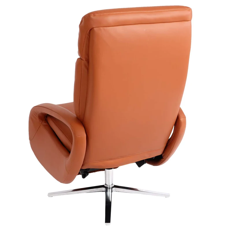 Fauteuil de relaxation fauteuil tv avec accoudoirs fonction inclinable rotatif en cuir marron terre cuite 04_0006832