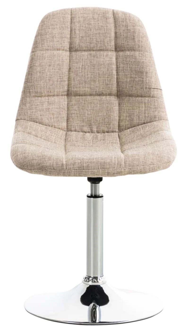 Lot de 2 chaises design moderne coutures décoratives carrées en tissu cème et métal chromé 10_0001705