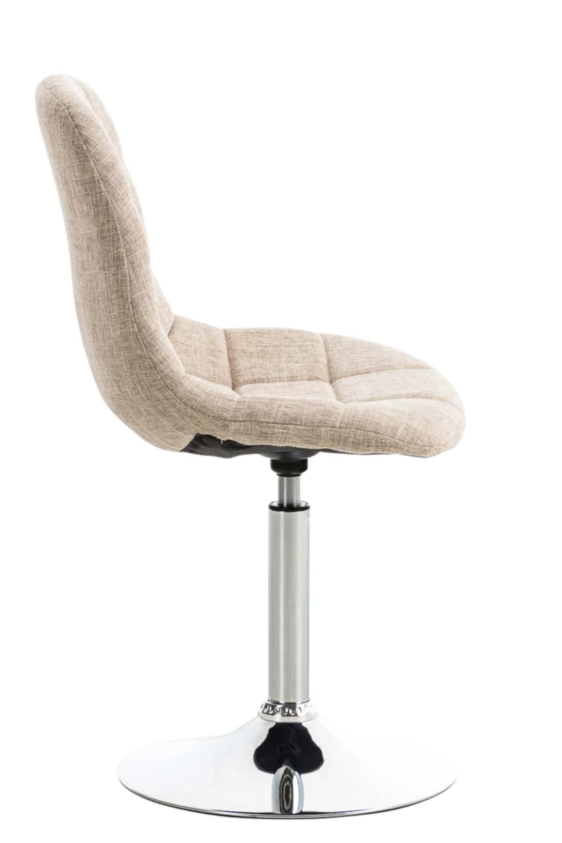 Lot de 2 chaises design moderne coutures décoratives carrées en tissu cème et métal chromé 10_0001705