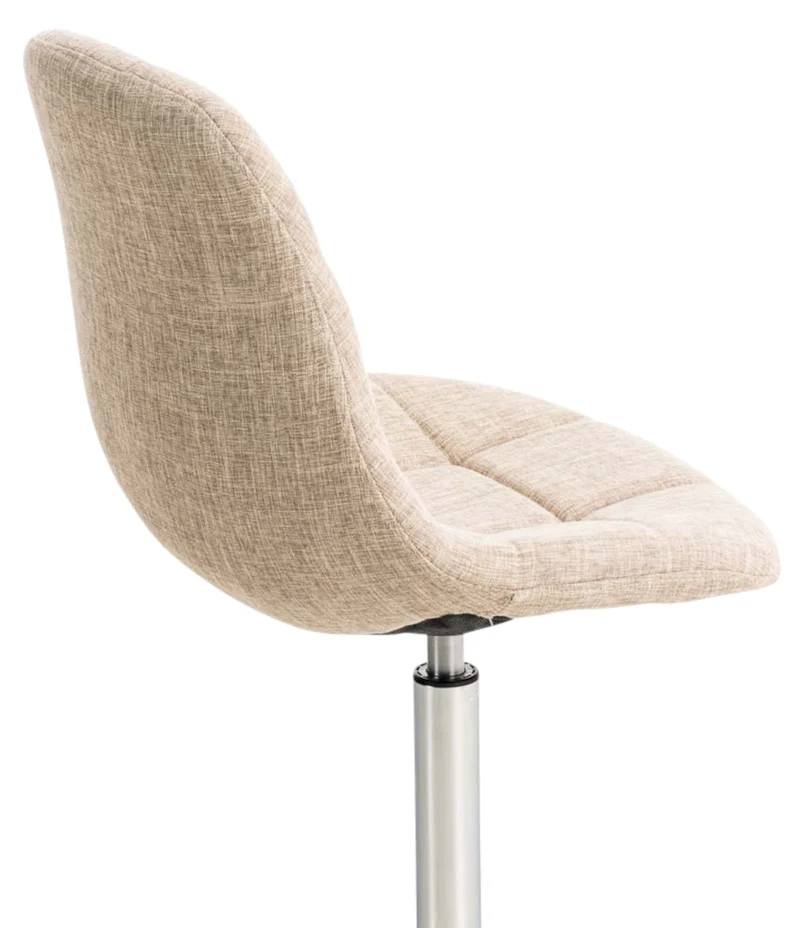 Lot de 2 chaises design moderne coutures décoratives carrées en tissu cème et métal chromé 10_0001705