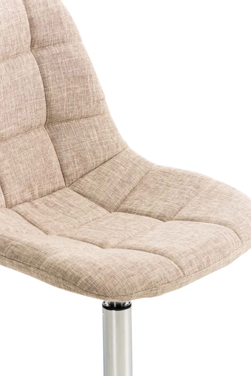 Lot de 2 chaises design moderne coutures décoratives carrées en tissu cème et métal chromé 10_0001705