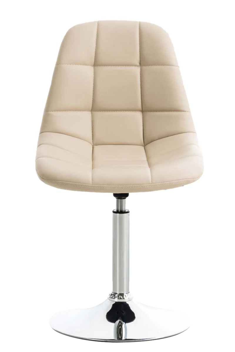 Lot de 2 chaises de salle à manger lounge pivotante en PVC crème et pieds trompette métal chromé 10_0001695