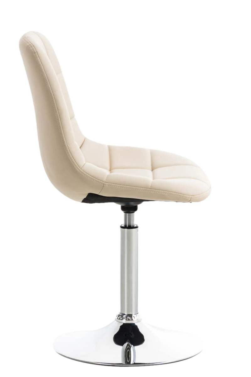 Lot de 2 chaises de salle à manger lounge pivotante en PVC crème et pieds trompette métal chromé 10_0001695