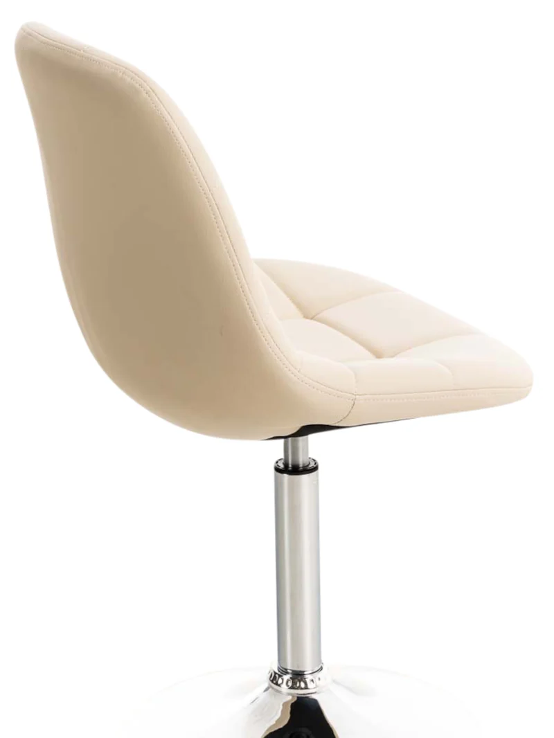 Lot de 2 chaises de salle à manger lounge pivotante en PVC crème et pieds trompette métal chromé 10_0001695