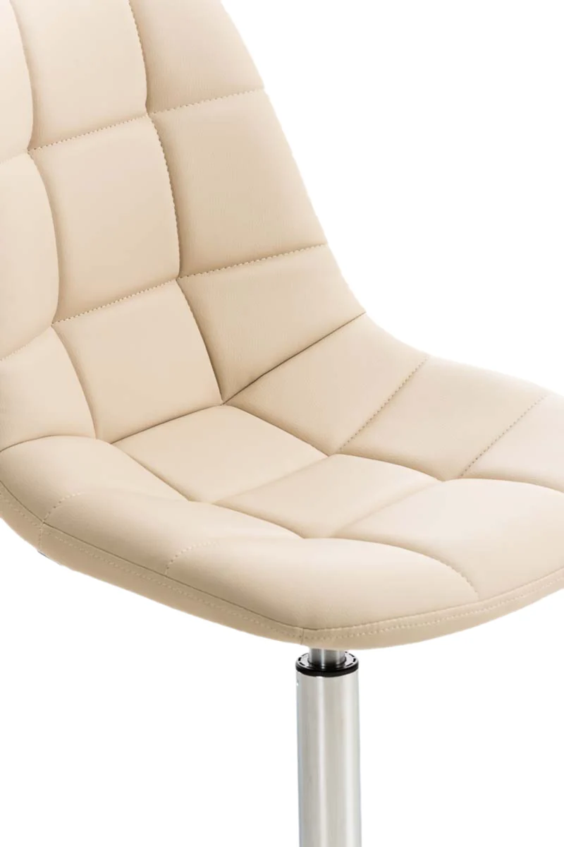 Lot de 2 chaises de salle à manger lounge pivotante en PVC crème et pieds trompette métal chromé 10_0001695