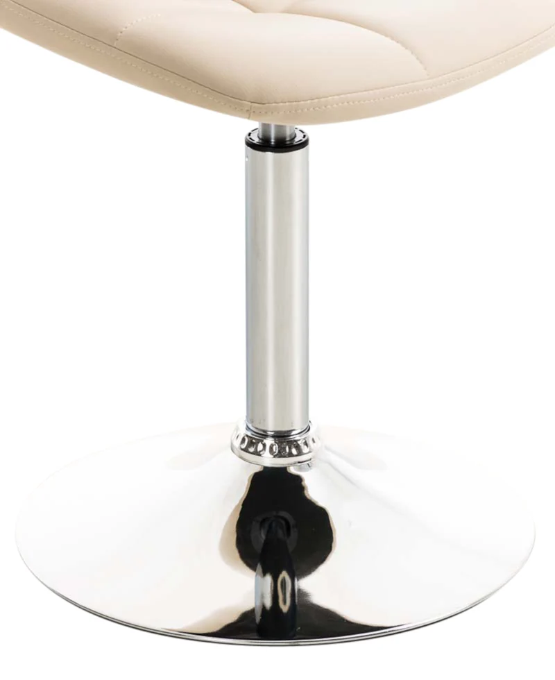 Lot de 2 chaises de salle à manger lounge pivotante en PVC crème et pieds trompette métal chromé 10_0001695