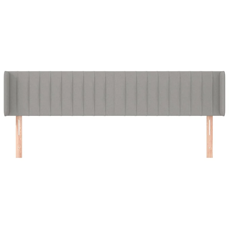 Tête de lit accessoire couchage chambre à coucher meuble avec rebord latéral 183 x 16 x 78/88 cm tissu gris clair TDL0205208