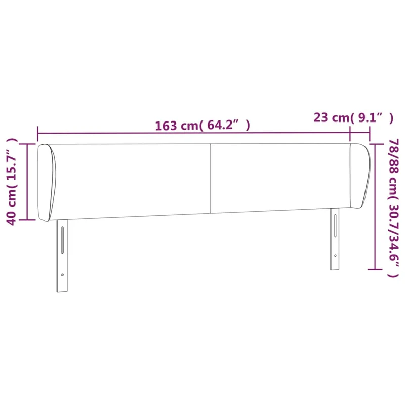 Tête de lit accessoire couchage chambre à coucher meuble avec rebord latéral 163 x 23 x 78/88 cm synthétique noir TDL0204526