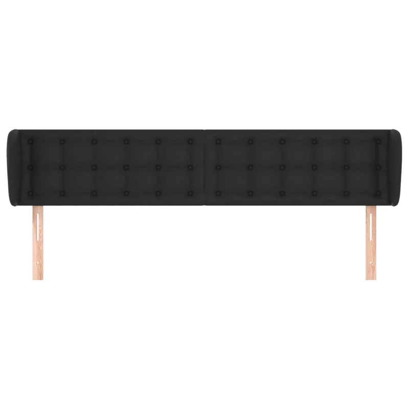 Tête de lit accessoire couchage chambre à coucher meuble capitonné avec rebord latéral 203 x 23 x 78/88 cm synthétique noir TDL0204479