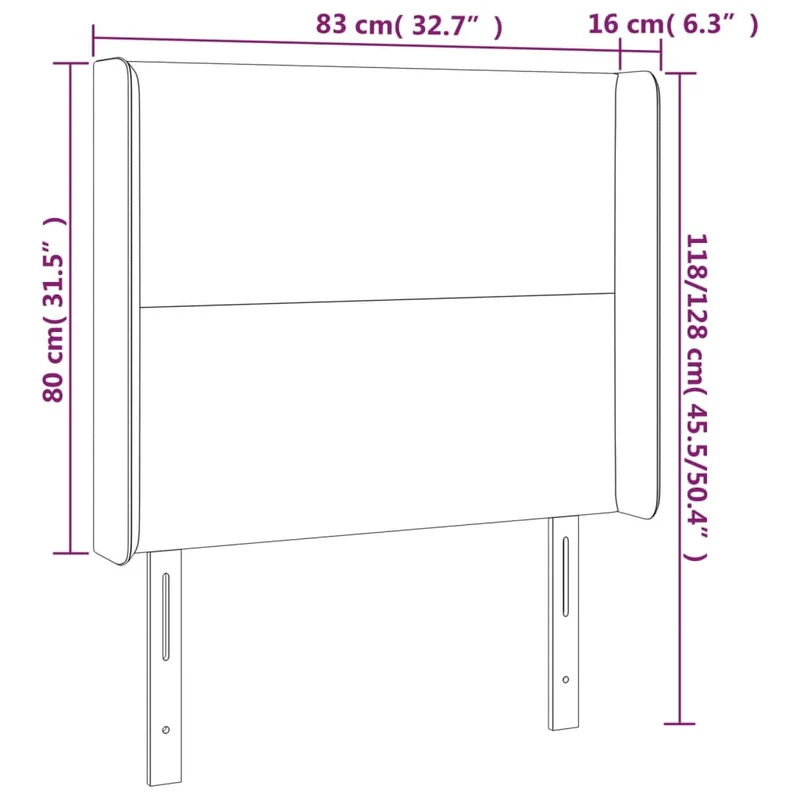Tête de lit accessoire couchage chambre à coucher meuble avec rebord latéral 83 x 16 x 118/128 cm synthétique noir TDL0204468