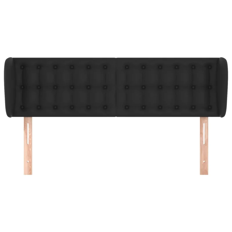 Tête de lit accessoire couchage chambre à coucher meuble capitonné avec rebord latéral 147 x 23 x 78/88 cm synthétique noir TDL0204556