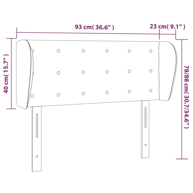 Tête de lit accessoire couchage chambre à coucher meuble capitonné avec rebord latéral 93 x 23 x 78/88 cm synthétique noir TDL0204388