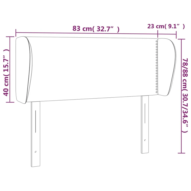 Tête de lit accessoire couchage chambre à coucher meuble avec rebord latéral 83 x 23 x 78/88 cm synthétique noir TDL0204427