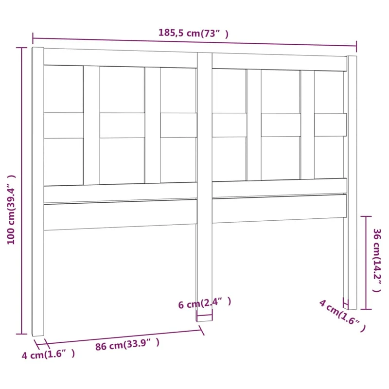 Tête de lit accessoire couchage chambre à coucher meuble 185,5 x 4 x 100 cm bois de pin blanc TDL0203773