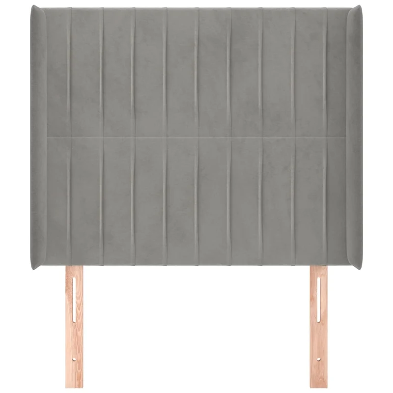 Tête de lit accessoire couchage chambre à coucher meuble avec rebord latéral 103 x 16 x 118/128 cm tissu velours gris clair TDL0205321