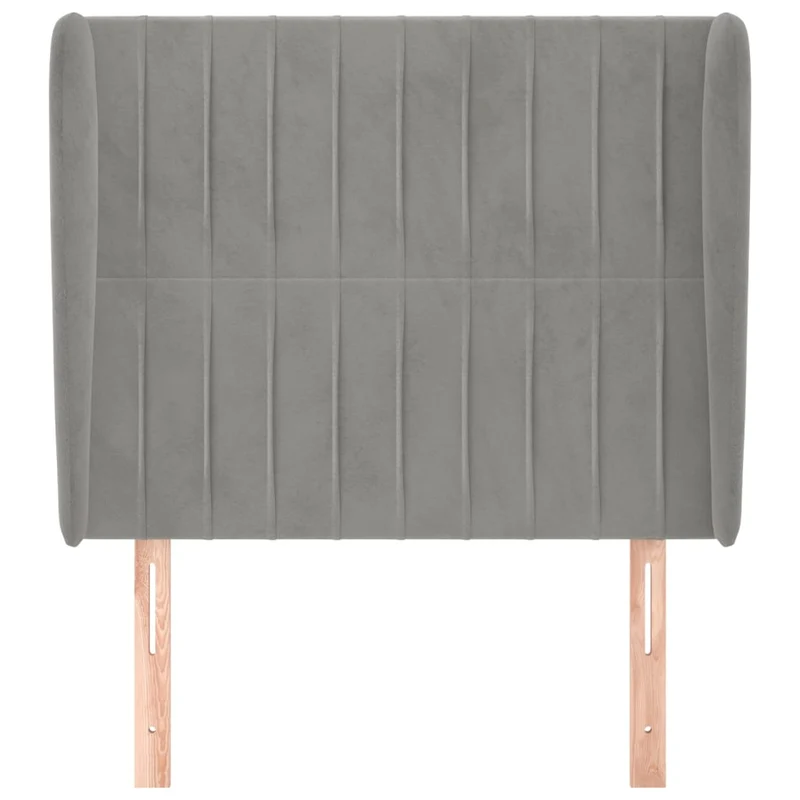 Tête de lit accessoire couchage chambre à coucher meuble avec rebord latéral 103 x 23 x 118/128 cm tissu velours gris clair TDL0205290