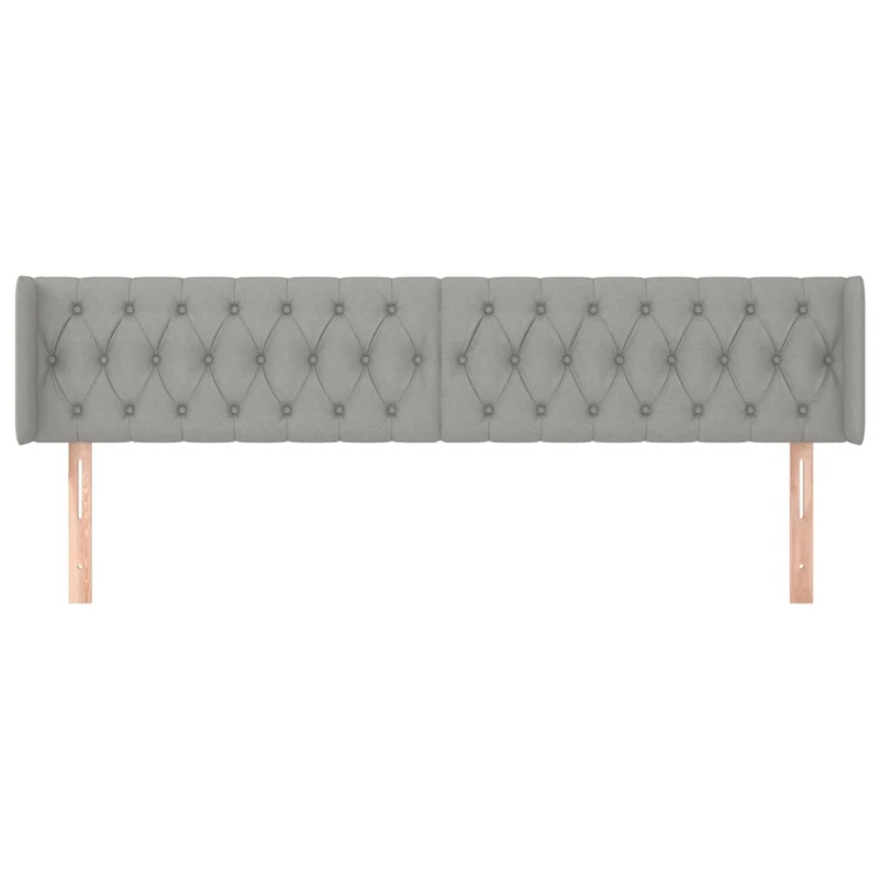 Tête de lit accessoire couchage chambre à coucher meuble capitonné avec rebord latéral 183 x 16 x 78/88 cm tissu gris clair TDL0205207