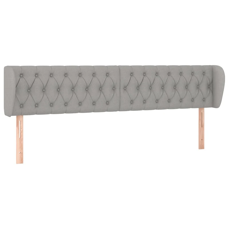Tête de lit accessoire couchage chambre à coucher meuble capitonné avec rebord latéral 183 x 23 x 78/88 cm tissu gris clair TDL0205199