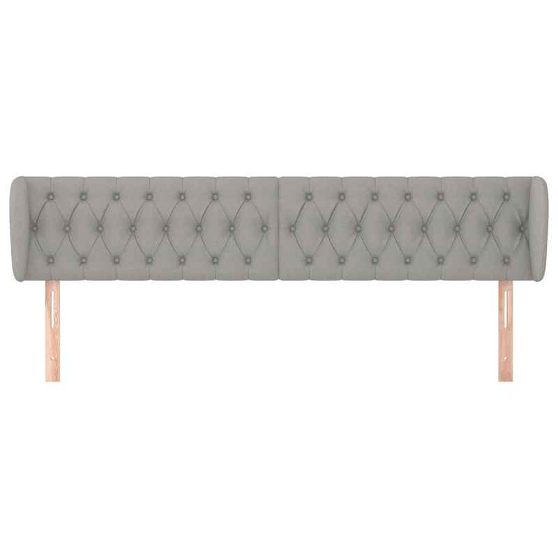 Tête de lit accessoire couchage chambre à coucher meuble capitonné avec rebord latéral 183 x 23 x 78/88 cm tissu gris clair TDL0205199