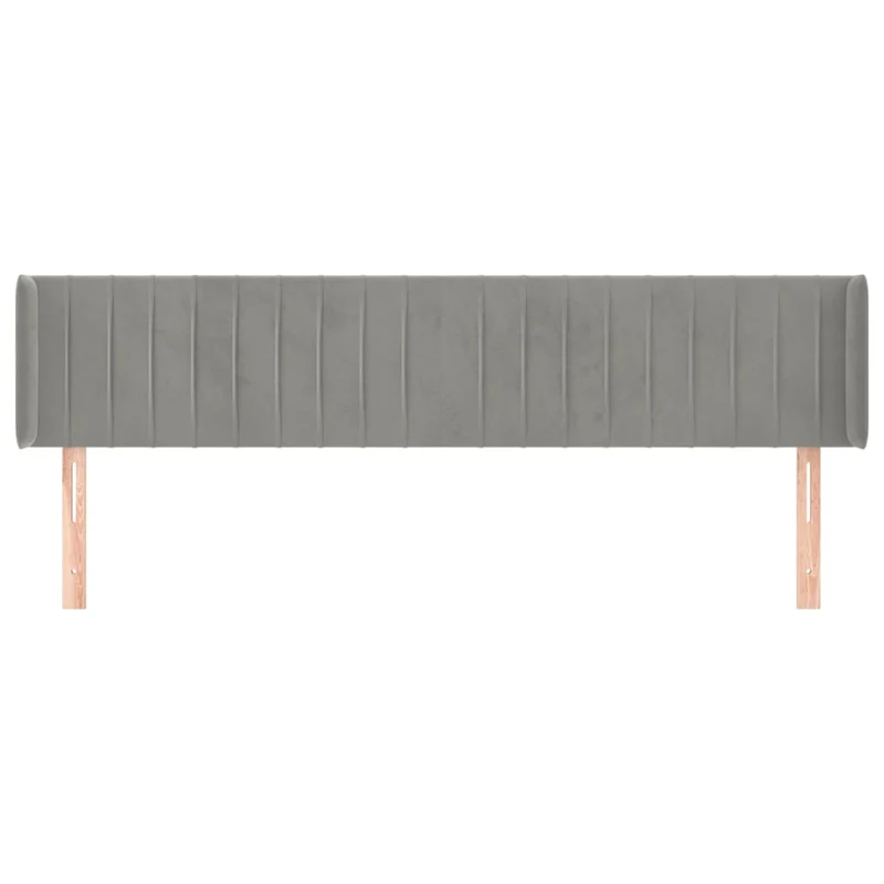Tête de lit accessoire couchage chambre à coucher meuble avec rebord latéral 203 x 16 x 78/88 cm tissu velours gris clair TDL0205174