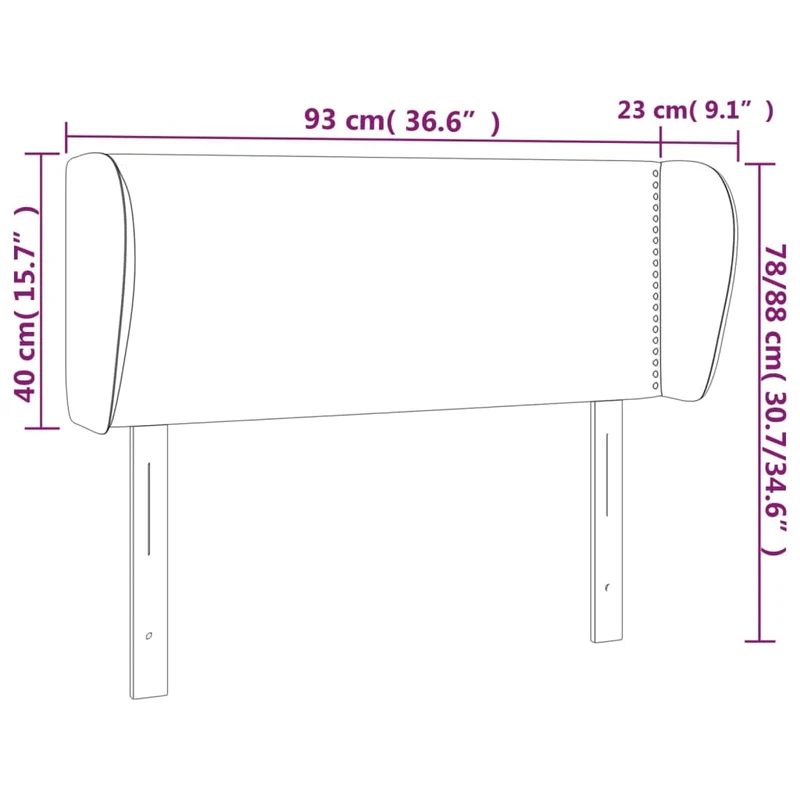 Tête de lit accessoire couchage chambre à coucher meuble avec rebord latéral 93 x 23 x 78/88 cm tissu gris clair TDL0205085