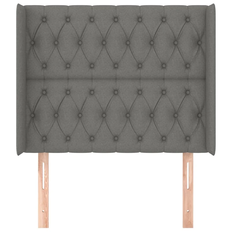 Tête de lit accessoire couchage chambre à coucher meuble capitonné avec rebord latéral 103 x 16 x 118/128 cm tissu gris foncé TDL0205075
