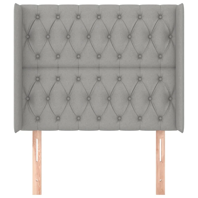 Tête de lit accessoire couchage chambre à coucher meuble capitonné avec rebord latéral 93 x 16 x 118/128 cm tissu gris clair TDL0205107