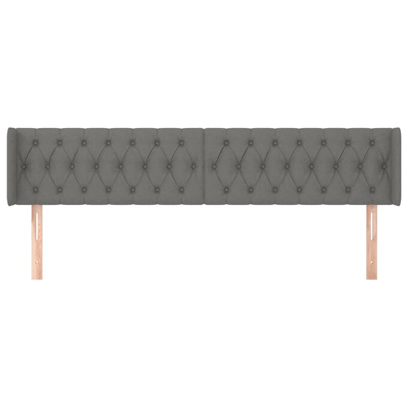Tête de lit accessoire couchage chambre à coucher meuble capitonné avec rebord latéral 203 x 16 x 78/88 cm tissu gris foncé TDL0204944