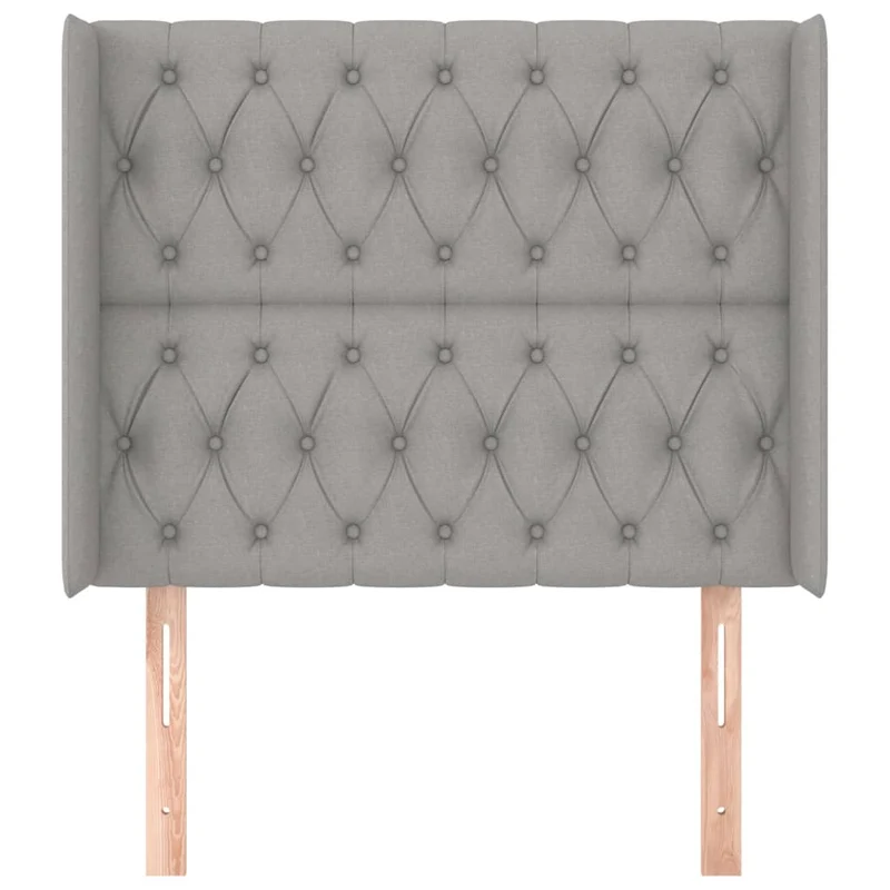 Tête de lit accessoire couchage chambre à coucher meuble capitonné avec rebord latéral 103 x 16 x 118/128 cm tissu gris clair TDL0205326