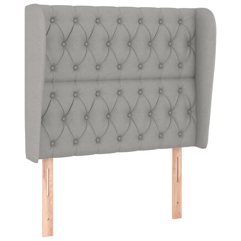 Tête de lit accessoire couchage chambre à coucher meuble capitonné avec rebord latéral 103 x 23 x 118/128 cm tissu gris clair TDL0205296