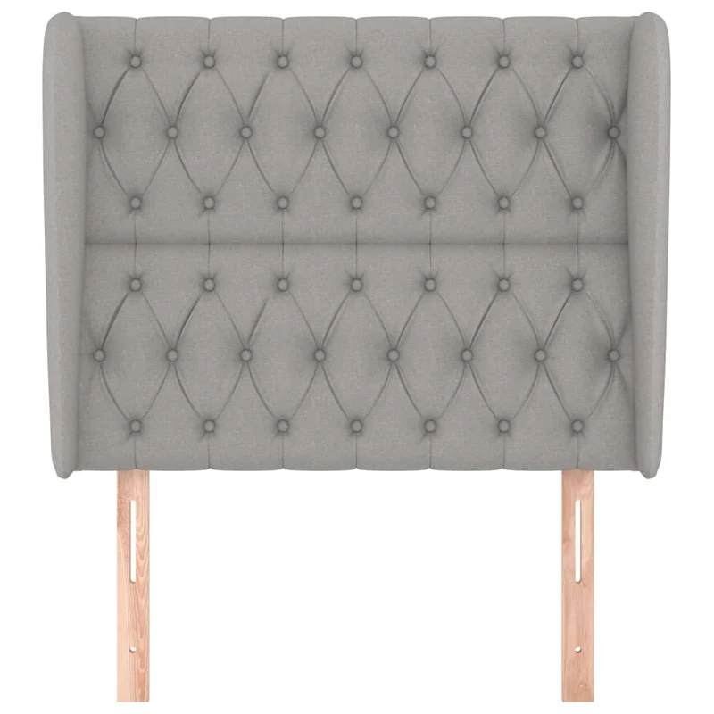 Tête de lit accessoire couchage chambre à coucher meuble capitonné avec rebord latéral 103 x 23 x 118/128 cm tissu gris clair TDL0205296