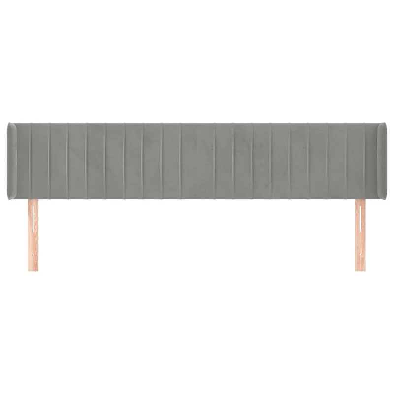 Tête de lit accessoire couchage chambre à coucher meuble avec rebord latéral 163 x 16 x 78/88 cm tissu velours gris clair TDL0205223