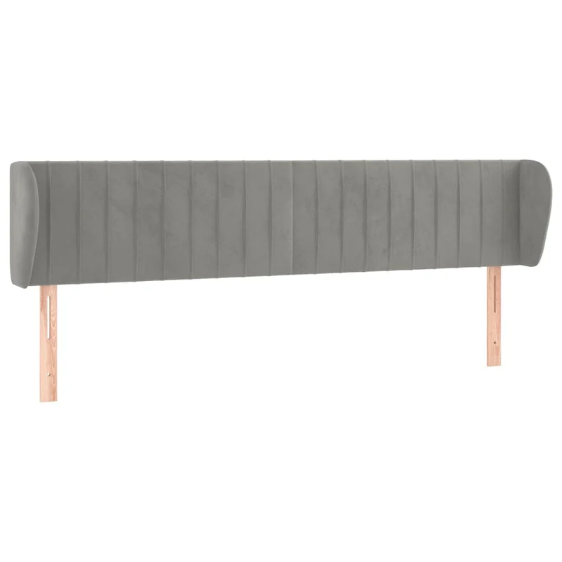 Tête de lit accessoire couchage chambre à coucher meuble avec rebord latéral 163 x 23 x 78/88 cm tissu velours gris clair TDL0205210
