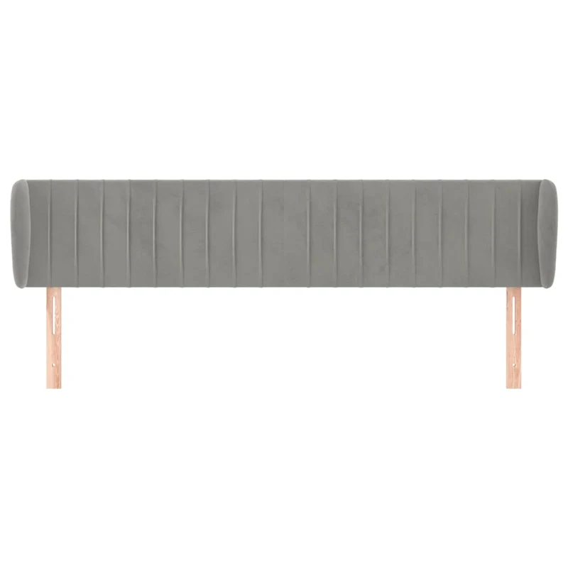 Tête de lit accessoire couchage chambre à coucher meuble avec rebord latéral 163 x 23 x 78/88 cm tissu velours gris clair TDL0205210