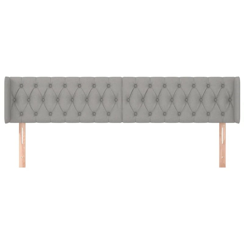 Tête de lit accessoire couchage chambre à coucher meuble capitonné avec rebord latéral 203 x 16 x 78/88 cm tissu gris clair TDL0205182