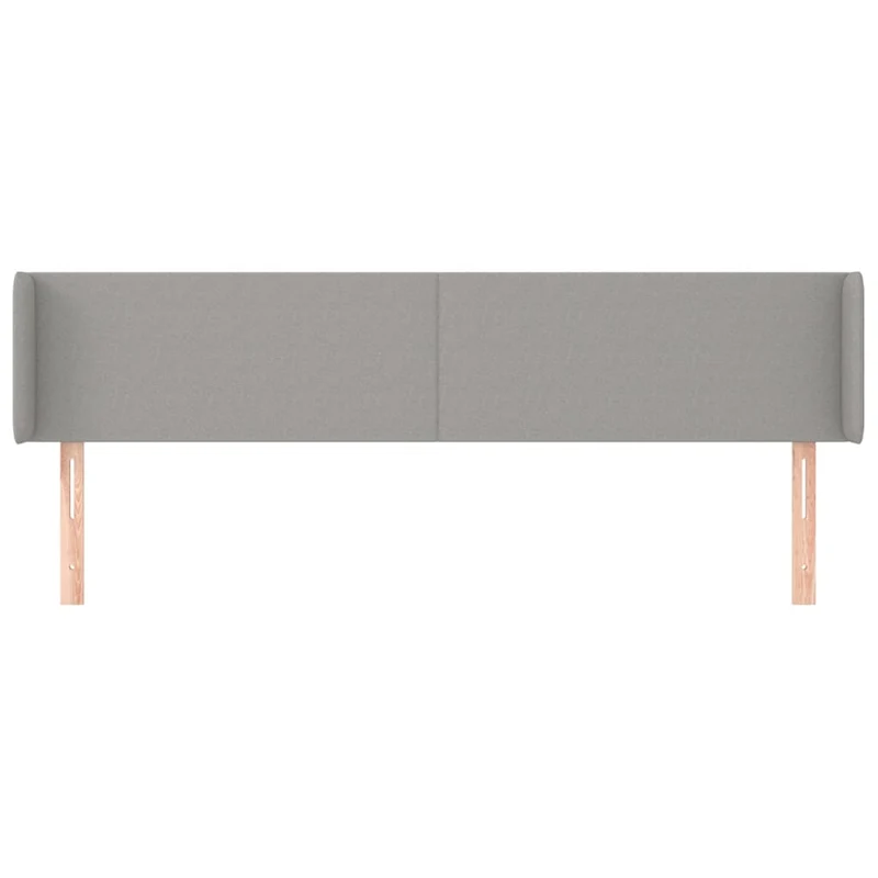Tête de lit accessoire couchage chambre à coucher meuble avec rebord latéral 203 x 16 x 78/88 cm tissu gris clair TDL0205181