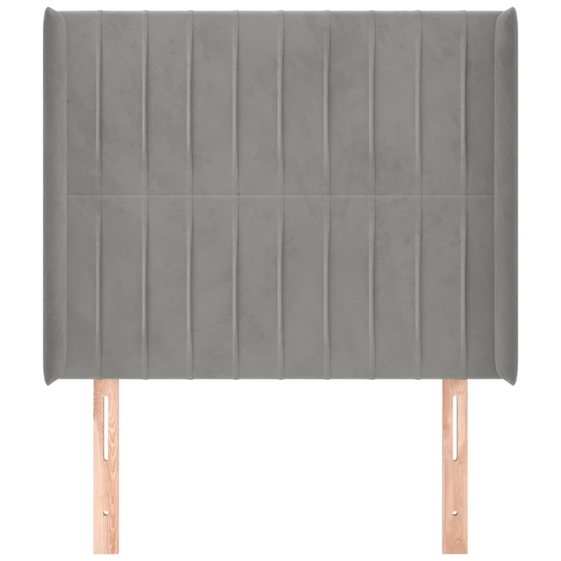 Tête de lit accessoire couchage chambre à coucher meuble avec rebord latéral 83 x 16 x 118/128 cm tissu velours gris clair TDL0205147