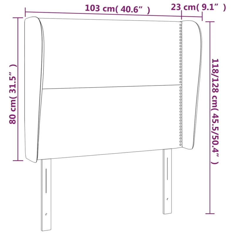 Tête de lit accessoire couchage chambre à coucher meuble avec rebord latéral 103 x 23 x 118/128 cm tissu gris foncé TDL0205049