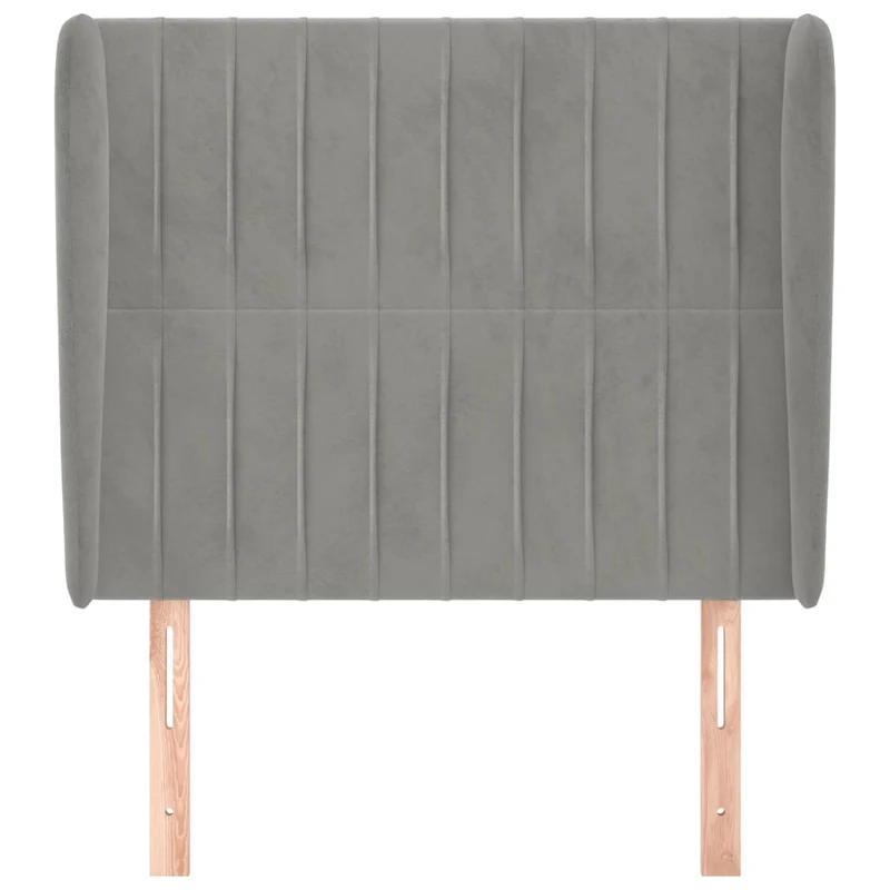 Tête de lit accessoire couchage chambre à coucher meuble avec rebord latéral 83 x 23 x 118/128 cm tissu velours gris clair TDL0205125