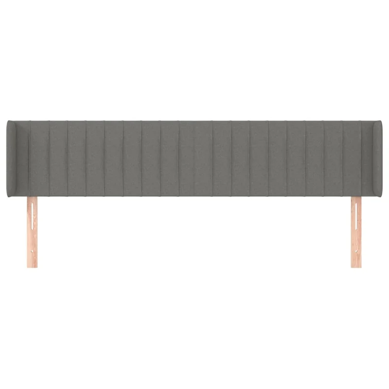 Tête de lit accessoire couchage chambre à coucher meuble avec rebord latéral 183 x 16 x 78/88 cm tissu gris foncé TDL0204964