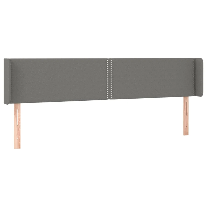 Tête de lit accessoire couchage chambre à coucher meuble avec rebord latéral 203 x 16 x 78/88 cm tissu gris foncé TDL0204942
