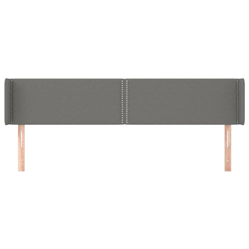 Tête de lit accessoire couchage chambre à coucher meuble avec rebord latéral 203 x 16 x 78/88 cm tissu gris foncé TDL0204942
