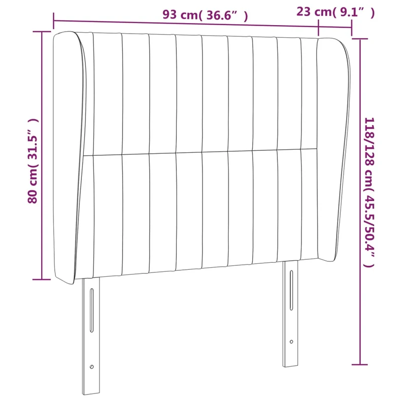 Tête de lit accessoire couchage chambre à coucher meuble avec rebord latéral 93 x 23 x 118/128 cm tissu gris foncé TDL0204854