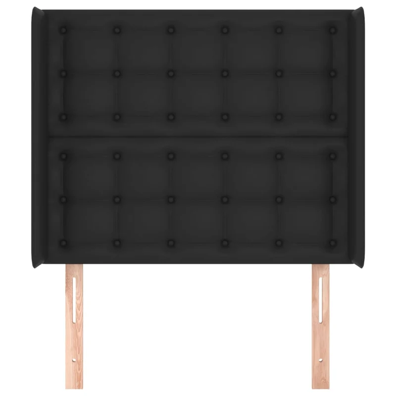 Tête de lit accessoire couchage chambre à coucher meuble capitonné avec rebord latéral 103 x 16 x 118/128 cm synthétique noir TDL0204631