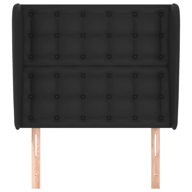 Tête de lit accessoire couchage chambre à coucher meuble capitonné avec rebord latéral 103 x 23 x 118/128 cm synthétique noir TDL0204606