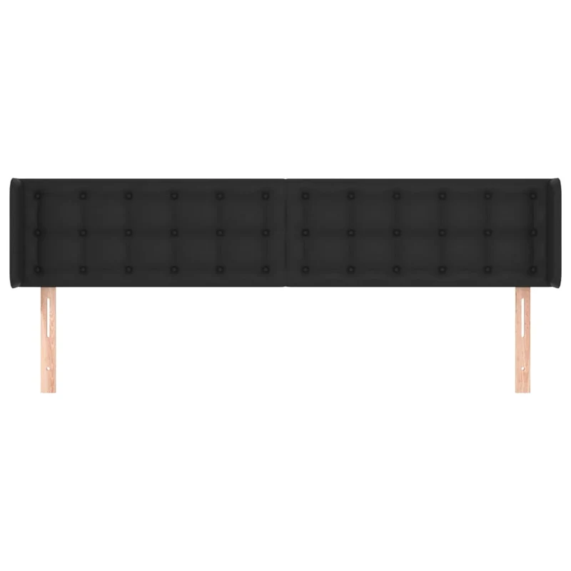 Tête de lit accessoire couchage chambre à coucher meuble capitonné avec rebord latéral 203 x 16 x 78/88 cm synthétique noir TDL0204495