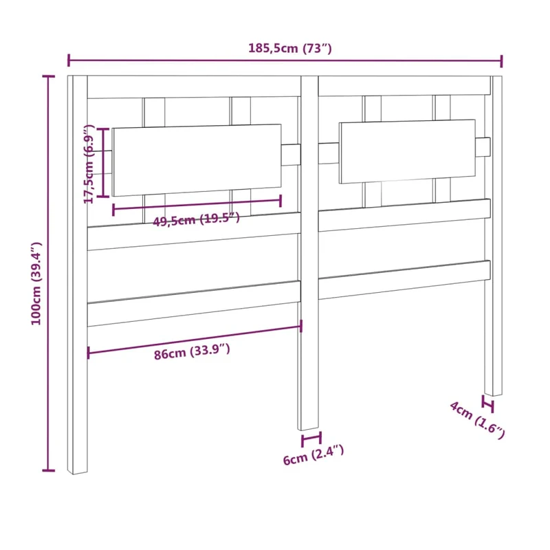 Tête de lit accessoire couchage chambre à coucher meuble 185,5 x 4 x 100 cm bois de pin blanc TDL0203770