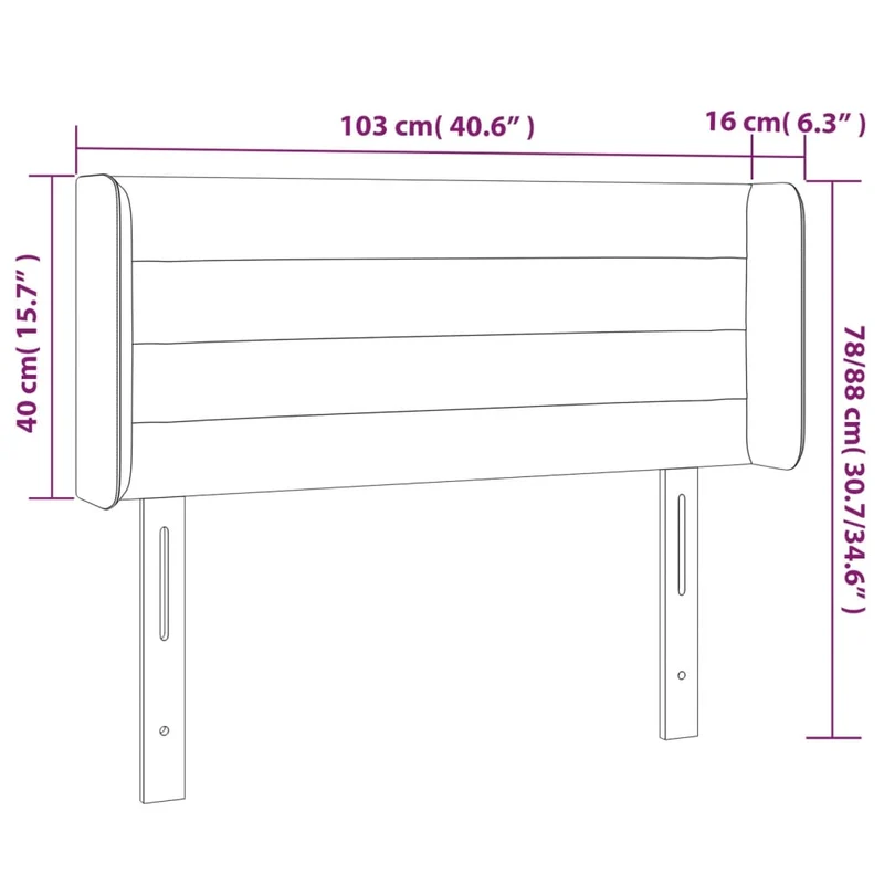 Tête de lit accessoire couchage chambre à coucher meuble avec rebord latéral 103 x 16 x 78/88 cm tissu gris clair TDL0205314