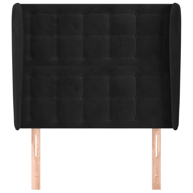 Tête de lit accessoire couchage chambre à coucher meuble capitonné avec rebord latéral 103 x 23 x 118/128 cm Tissu velours noir TDL0204601