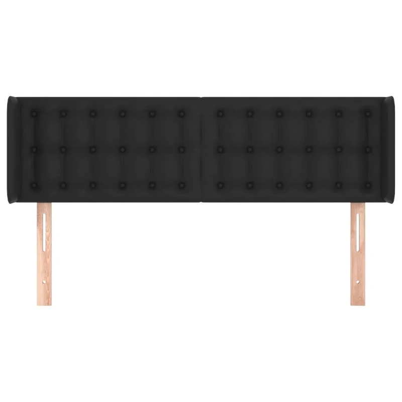 Tête de lit accessoire couchage chambre à coucher meuble capitonné avec rebord latéral 147 x 16 x 78/88 cm synthétique noir TDL0204575